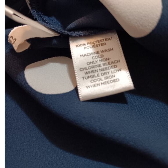 LOFT Blouse Top Career Office Professional Chic XS Navy Blue White Polka Dots - Picture 6 of 7